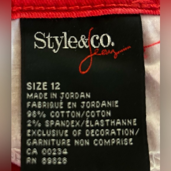 Red Jeans - Macy’s Style &Co. size 12 w/tummy control - Picture 5 of 8